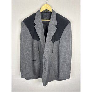 Circle A  Western Yoke Sport Coat Men 52R Gray Black Two Tone Blazer